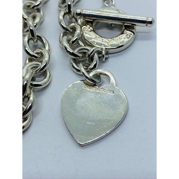 Tiffany & Co Sterling Silver Toggle Heart Tag Blank Heart Necklace 15.75" - Picture 2 of 14
